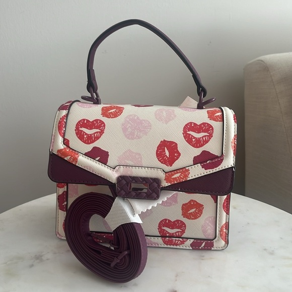 NWT ALDO Valentines Kisses Satchel Crossbody  Bag White Pink Purple - Picture 8 of 12
